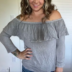 grey off the shoulder American Eagle outfitters top size medium